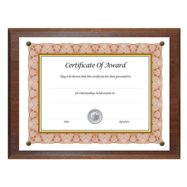 NuDell™ Award-A-Plaque Document Holder, Acrylic/Plastic, 10.5 x 13, Walnut (NUD18811M)