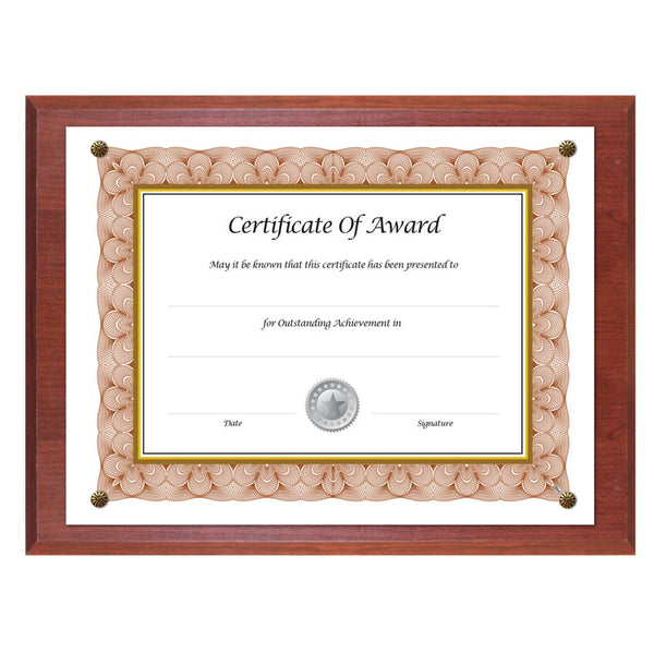 NuDell™ Award-A-Plaque Document Holder, Acrylic/Plastic, 10.5 x 13, Mahogany (NUD18813M)