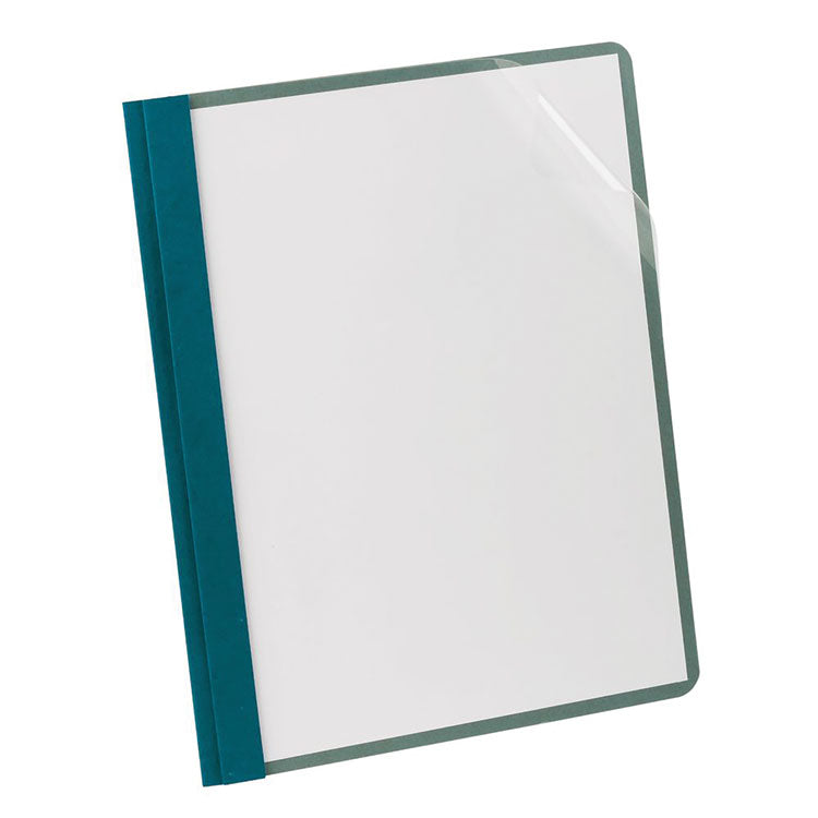 Oxford™ Earthwise by Oxford 100% Recycled Clear Front Report Covers, 3-Prong Fastener, 0.5" Capacity, 8.5 x 11, Clear/Blue, 25/Box (OXF57872) Box of 25