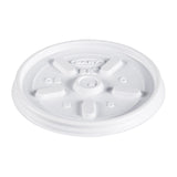 Dart® Plastic Lids, Fits 8 oz to 10 oz Hot/Cold Foam Cups, Vented, White, 100/Pack, 10 Packs/Carton (DCC8JL)