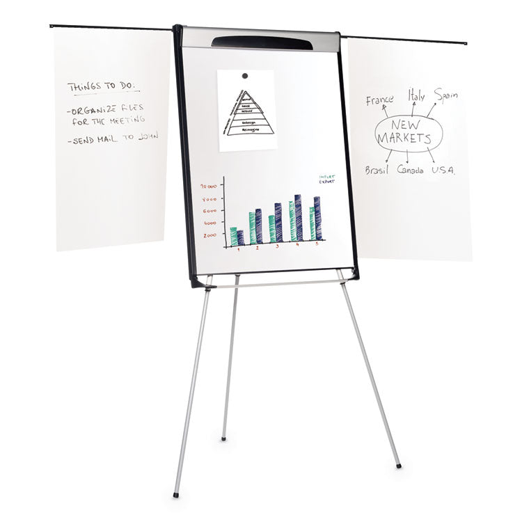 MasterVision® Tripod Extension Bar Magnetic Dry-Erase Easel, 39" to 72" High, Black/Silver (BVCEA23066720) Each