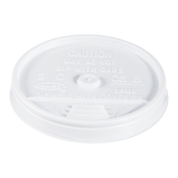 Dart® Plastic Lids, Fits 12 oz to 24 oz Hot/Cold Foam Cups, Sip-Thru Lid, White, 100/Pack, 10 Packs/Carton (DCC16UL)