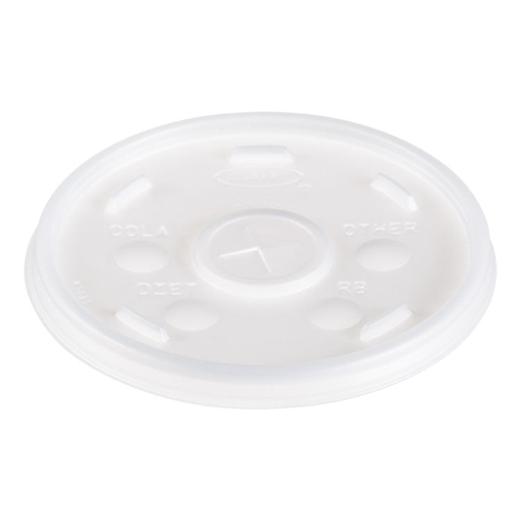 Dart® Plastic Lids, Fits 12 oz to 24 oz Hot/Cold Foam Cups, Straw-Slot Lid, White, 100/Pack, 10 Packs/Carton (DCC16SL)