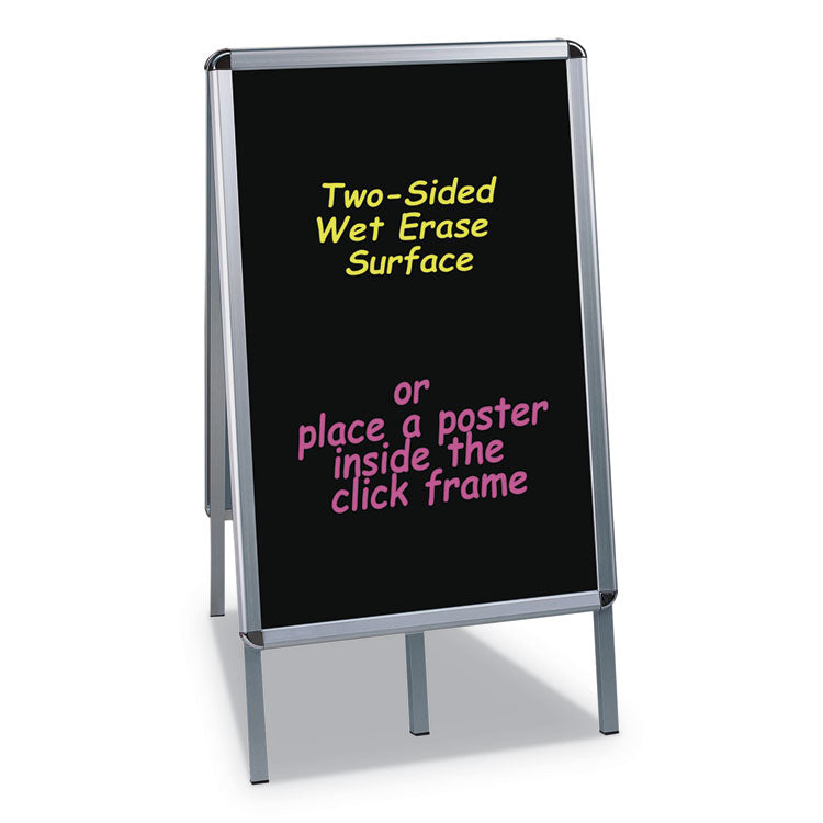 MasterVision® Wet Erase Board, Double Sided, 23 x 33, 42" Tall, Black Surface, Silver Aluminum Frame (BVCDKT30505072) Each