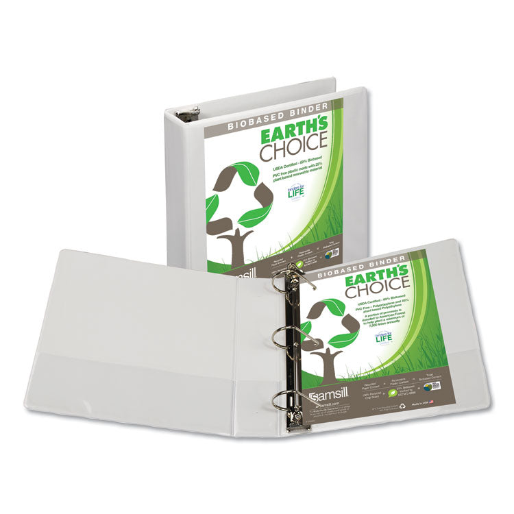Samsill® Earth's Choice Plant-Based D-Ring View Binder, 3 Rings, 2" Capacity, 11 x 8.5, White (SAM16967)