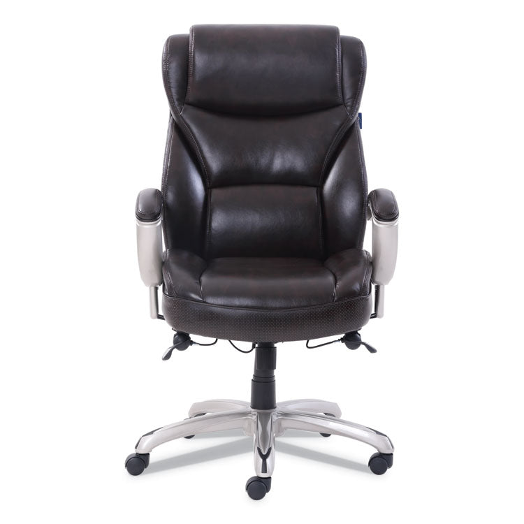 SertaPedic® Emerson Big and Tall Task Chair, Supports Up to 400 lb, 19.5" to 22.5" Seat Height, Brown Seat/Back, Silver Base (SRJ49416BRW) Each