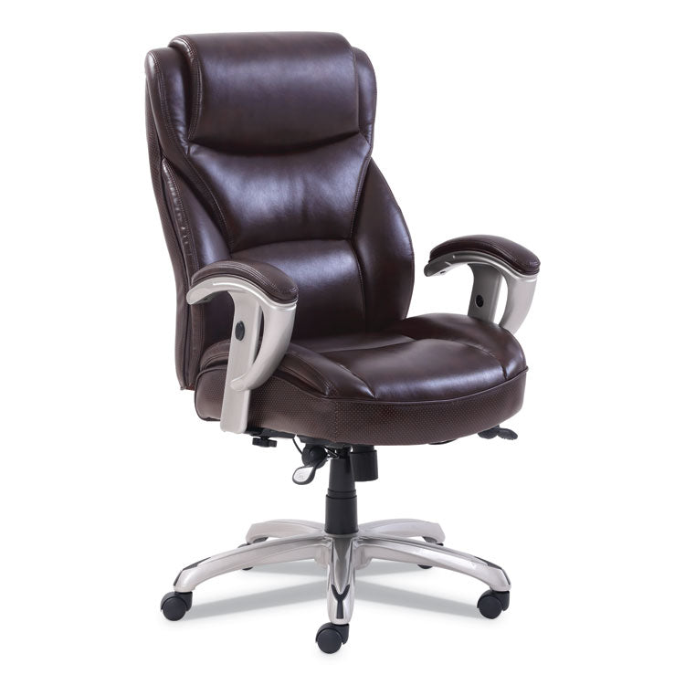 SertaPedic® Emerson Big and Tall Task Chair, Supports Up to 400 lb, 19.5" to 22.5" Seat Height, Brown Seat/Back, Silver Base (SRJ49416BRW) Each