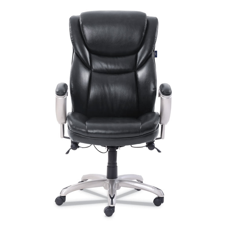 SertaPedic® Emerson Executive Task Chair, Supports Up to 300 lb, 19" to 22" Seat Height, Black Seat/Back, Silver Base (SRJ49710BLK) Each