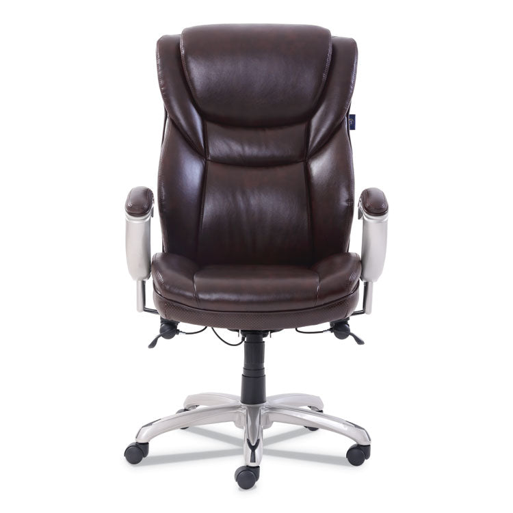 SertaPedic® Emerson Executive Task Chair, Supports Up to 300 lb, 19" to 22" Seat Height, Brown Seat/Back, Silver Base (SRJ49710BRW) Each