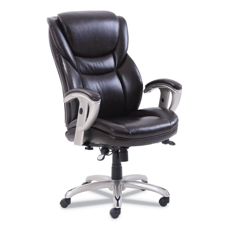 SertaPedic® Emerson Executive Task Chair, Supports Up to 300 lb, 19" to 22" Seat Height, Brown Seat/Back, Silver Base (SRJ49710BRW) Each