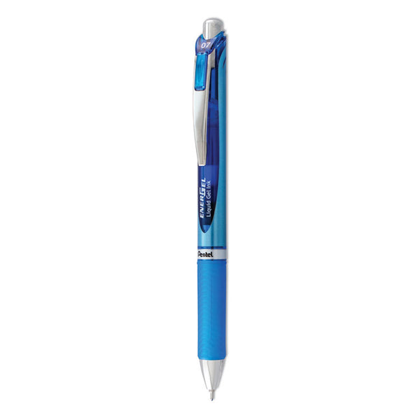 Pentel® EnerGel RTX Gel Pen, Retractable, Medium 0.7 mm, Blue Ink, Blue/Light Blue Barrel (PENBL77C)