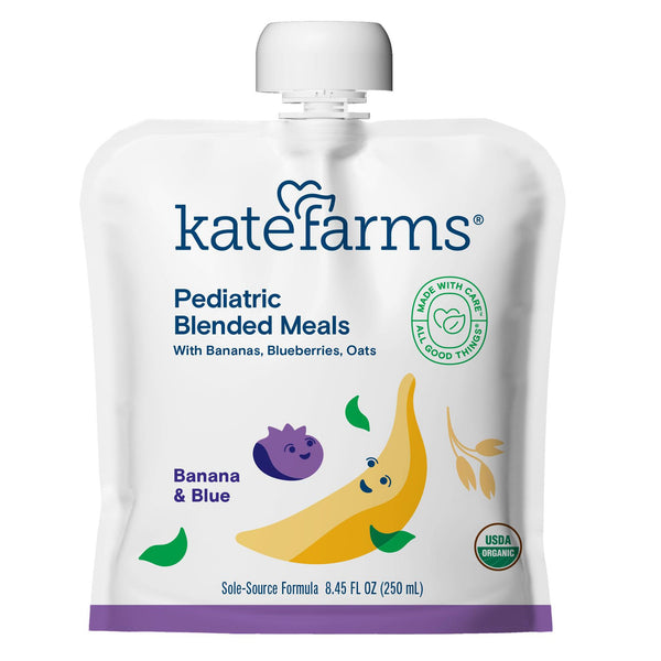 Kate Farms Pediatric Tube Feeding Formula Banana / Blueberry Flavor 8.45 oz. / 250 mL Pouch Liquid Organic Pea Protein (1241601_CS) 12/CS