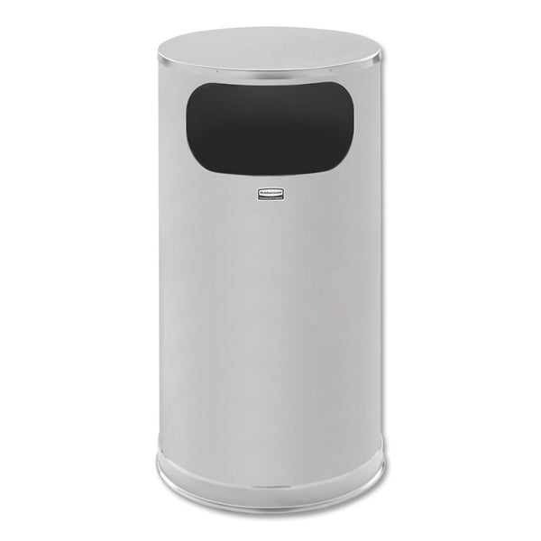 Rubbermaid® Commercial European and Metallic Series Waste Receptacle with Large Side Opening, 12 gal, Steel, Satin Stainless (RCPSO16SSSGL)