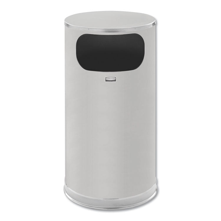 Rubbermaid® Commercial European and Metallic Series Waste Receptacle with Large Side Opening, 12 gal, Steel, Satin Stainless (RCPSO16SSSGL) Each