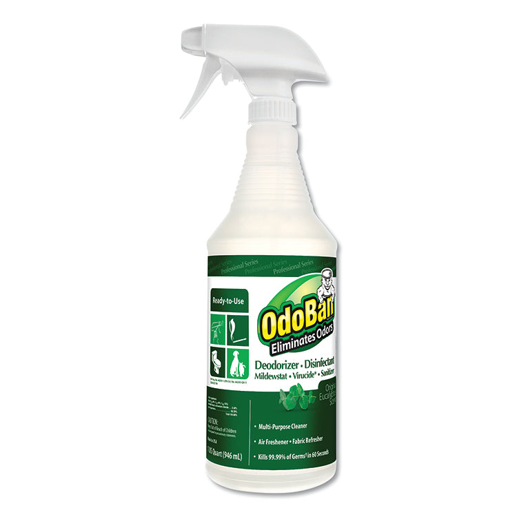 OdoBan® RTU Odor Eliminator and Disinfectant,  Eucalyptus Scent, 32 oz Spray Bottle (ODO910062QC12) Case of 12