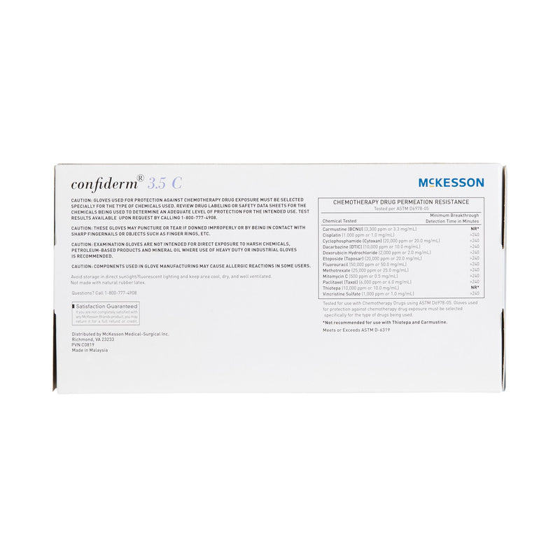 McKesson Confiderm® 3.5C Exam Glove Large NonSterile Nitrile Standard Cuff Length Textured Fingertips Blue Chemo Tested (765876_CS) 2000/CS