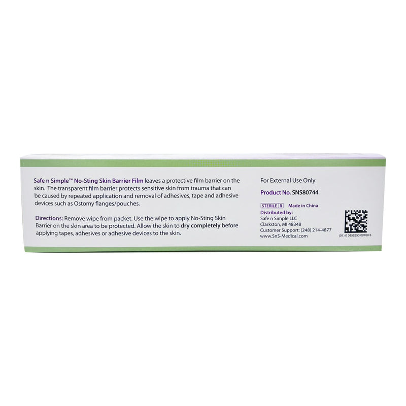 Safe N Simple™ No-Sting Skin Barrier Wipe 60% / 20% Strength Purified Water / Polyvinylpyrrolidone / Glycerin / Propylene Glycol Individual Packet Sterile (773689_BX) 100/BX