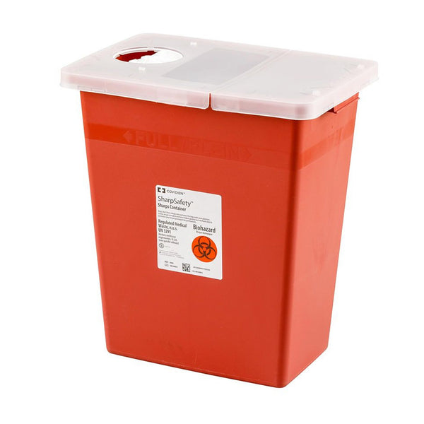 SharpSafety™ Sharps Container Red Base 26 H X 18-1/4 W X 12-3/4 D Inch Horizontal Entry 18 Gallon (201912_CS) 5/CS