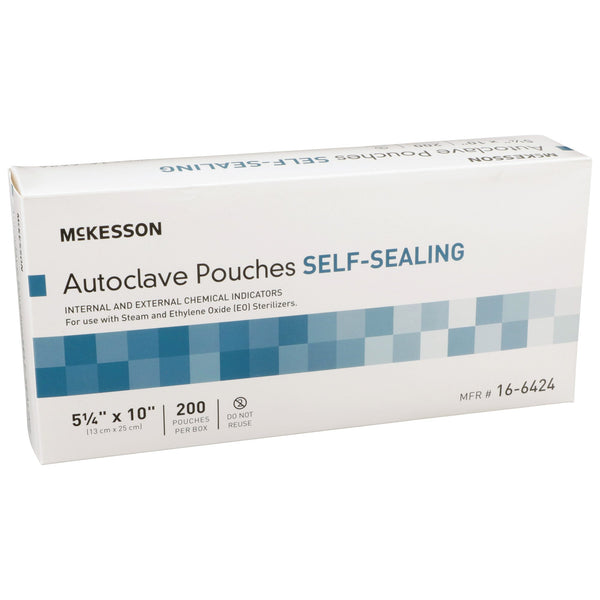McKesson Sterilization Pouch Ethylene Oxide (EO) Gas / Steam 5-1/4 X 10 Inch Transparent Blue / White Self Seal Paper / Film (960944_BX) 200/BX