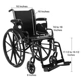 McKesson Lightweight Wheelchair Dual Axle Desk Length Arm Swing-Away Footrest Black Upholstery 16 Inch Seat Width Adult 300 lbs. Weight Capacity (1065282_EA) 1/EA