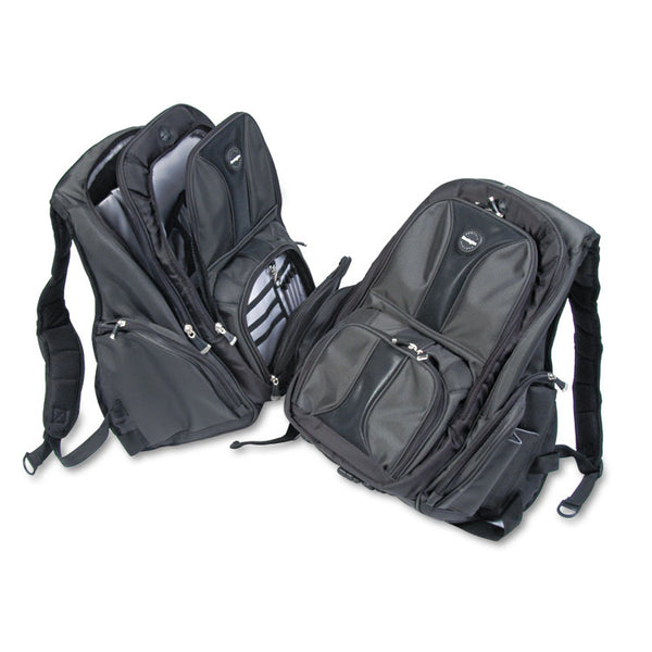 Kensington® Contour Laptop Backpack, Fits Devices Up to 17", Ballistic Nylon, 15.75 x 9 x 19.5, Black (KMW62238)