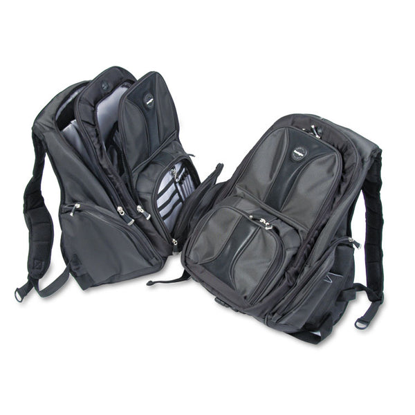 Kensington® Contour Laptop Backpack, Fits Devices Up to 17", Ballistic Nylon, 15.75 x 9 x 19.5, Black (KMW62238) Each