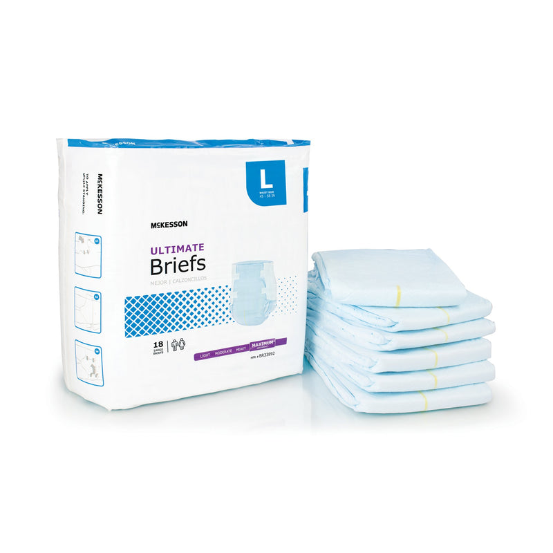 McKesson Unisex Adult Incontinence Brief Large Disposable Heavy Absorbency (1123845_CS) 72/CS
