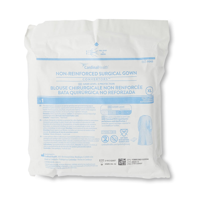 Astound® Non-Reinforced Surgical Gown with Towel X-Large Blue Sterile AAMI Level 3 Disposable (273638_EA) 1/EA