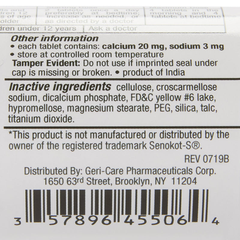 HEALTHSTAR® Stool Softener / Laxative Tablet 60 per Bottle 50 mg - 8.6 mg Strength Docusate Sodium / Sennosides (689181_CS) 12/CS