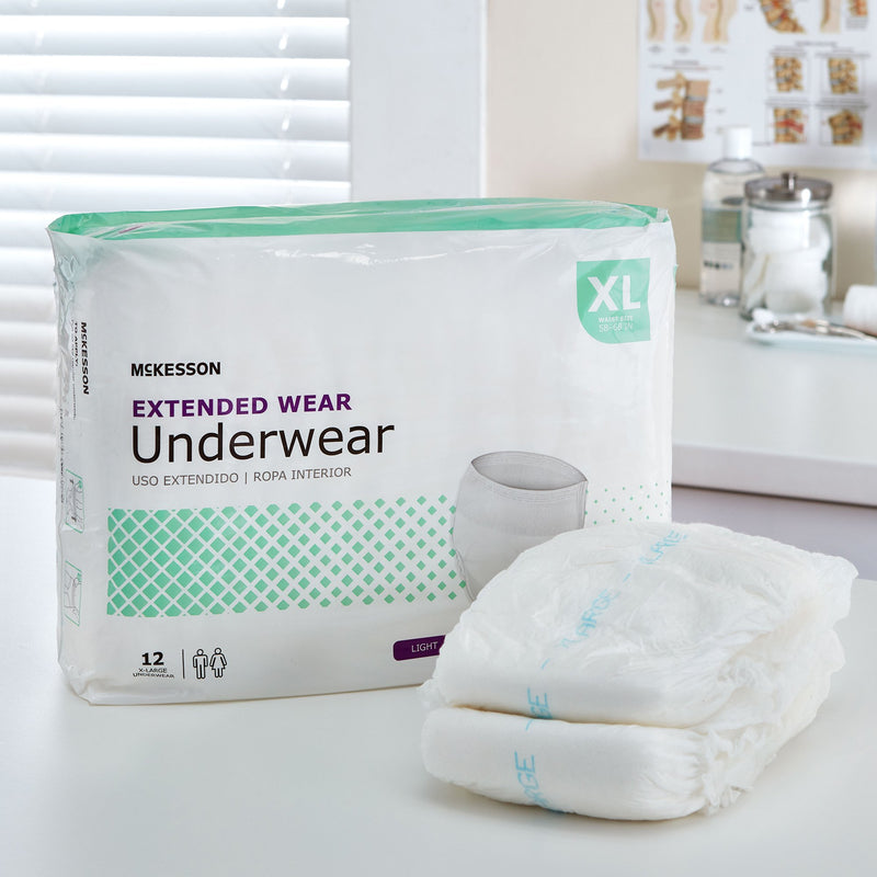McKesson Unisex Adult Absorbent Underwear Pull On with Tear Away Seams X-Large Disposable Heavy Absorbency (1123840_BG) 12/BG