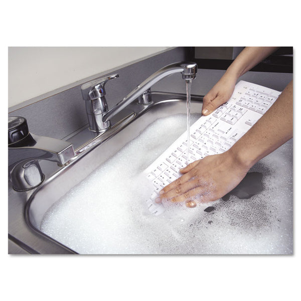 Kensington® Pro Fit USB Washable Keyboard, 104 Keys, White (KMW64406) Each