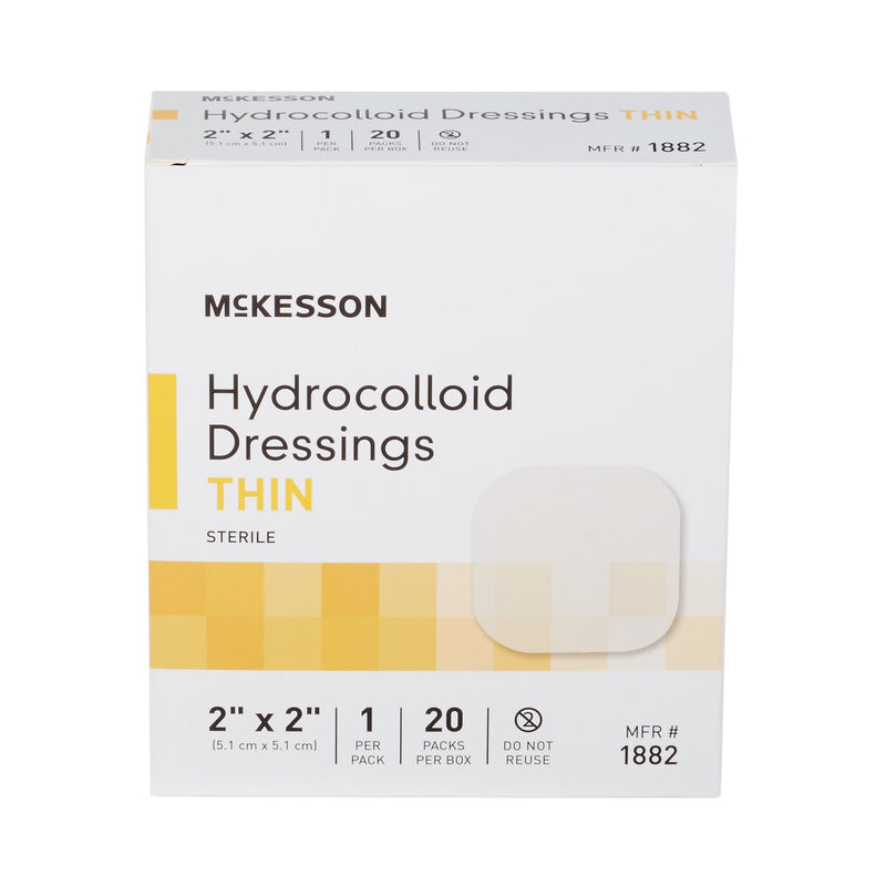 McKesson Thin Hydrocolloid Dressing Film Backing 2 X 2 Inch Square Hydrocolloid (882980_CS) 400/CS
