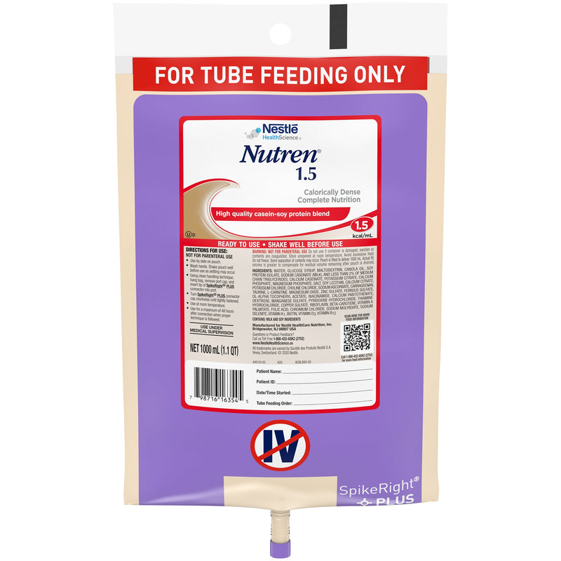 Nutren® 1.5 Tube Feeding Formula Unflavored Liquid 1000 mL Ready to Hang Prefilled Container (669415_EA) 1/EA
