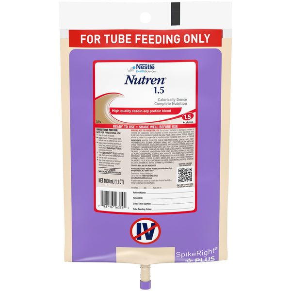Nutren® 1.5 Tube Feeding Formula Unflavored Liquid 1000 mL Ready to Hang Prefilled Container (669415_CS) 6/CS