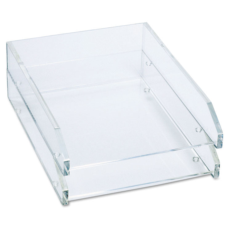 Kantek Clear Acrylic Letter Tray, 2 Sections, Letter Size Files, 10.5" x 13.75" x 2.5", Clear, 2/Pack (KTKAD15) Each