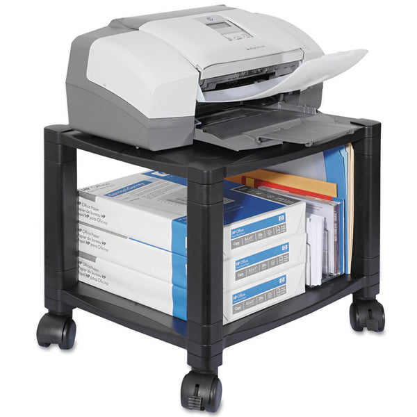 Kantek Height-Adjustable Under-Desk Printer Cart, Plastic, 2 Shelves, 75 lb Capacity, 17" x 13.25" x 14.13", Black (KTKPS510) Each