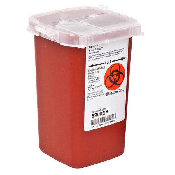SharpSafety™ Sharps Container Red Base 6-1/4 H X 4-1/2 W X 4-1/4 D Inch Vertical Entry 0.25 Gallon (149371_EA) 1/EA