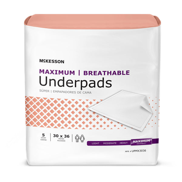 McKesson Ultimate Breathable Disposable Underpad 30 X 36 Inch Fluff / Polymer Heavy Absorbency (1075429_CS) 70/CS