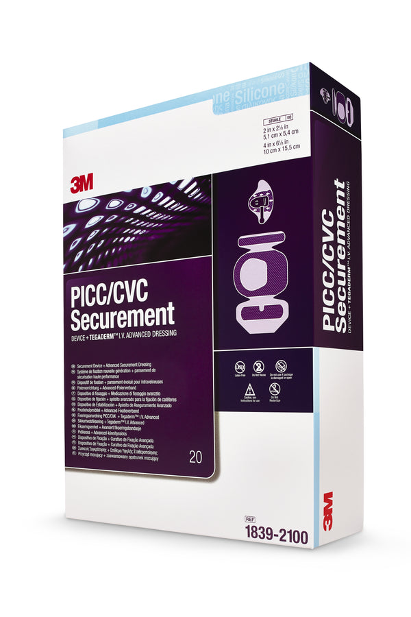 3M™ Tegaderm™ PICC/CVC Securement Device + Tegaderm™ I.V. Advanced Securement Dressing Film 4 X 6-1/8 Inch Sterile (875305_BX) 20/BX