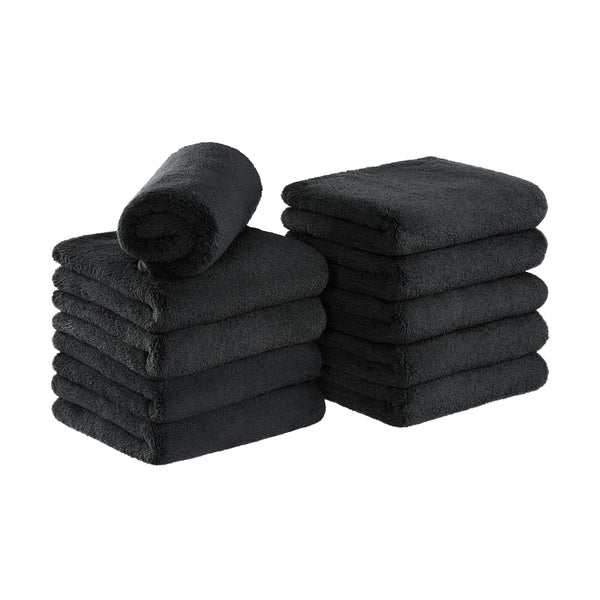 Arkwright Home Bck2U Coral Fleece Salon Towel 16x27 Black (10/Pack) (PNP915117BK) 10/PK