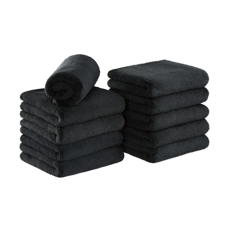 Arkwright Home Bck2U Coral Fleece Salon Towel 16x27 Black (10/Pack) (PNP915117BK) 10/PK