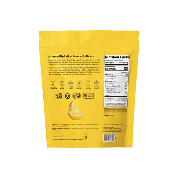 Cure® Oral Electrolyte Solution Lemonade Flavor 7.3 Gram Electrolyte (1256708_PK) 14/PK