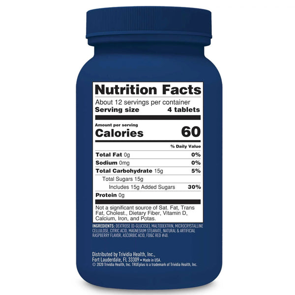 TRUEplus™ Glucose Supplement 50 per Bottle Chewable Tablet Raspberry Flavor (852891_BT) 50/BT