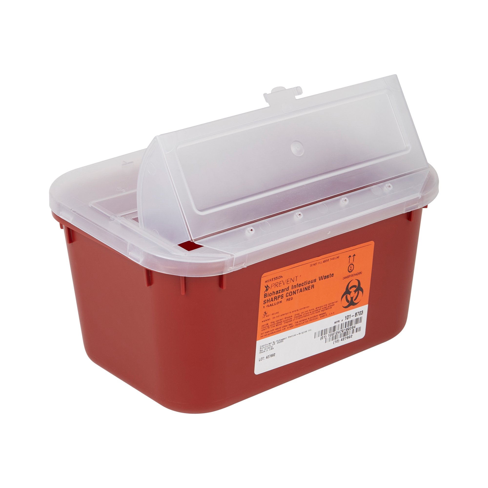 McKesson Sharps Container Red Base 5 H X 10 W X 7 D Inch Horizontal En ...