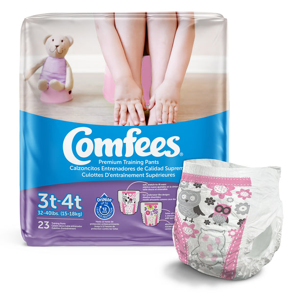 Comfees® Female Toddler Training Pants Pull On with Tear Away Seams Size 3T to 4T Disposable Moderate Absorbency (955453_CS) 138/CS