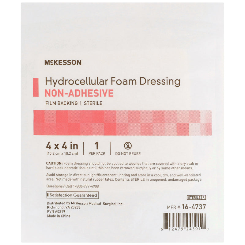 McKesson Foam Dressing 4 X 4 Inch Without Border Film Backing Nonadhesive Square Sterile (1138302_CS) 100/CS