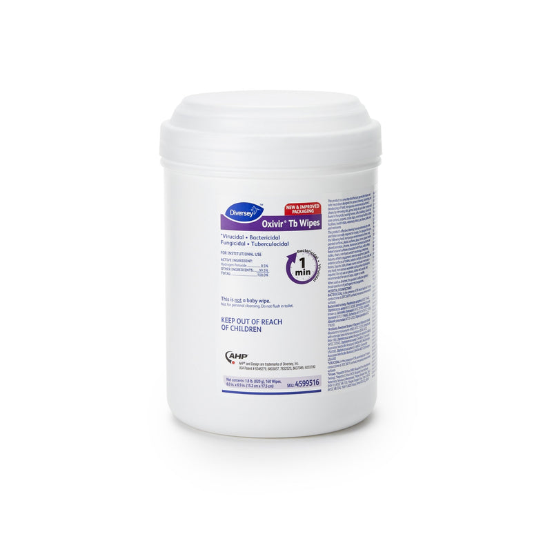 Diversey™ Oxivir® Tb Surface Disinfectant Cleaner Premoistened Hydrogen Peroxide Based Manual Pull Wipe 160 Count Canister Unscented NonSterile (734940_CS) 1920/CS