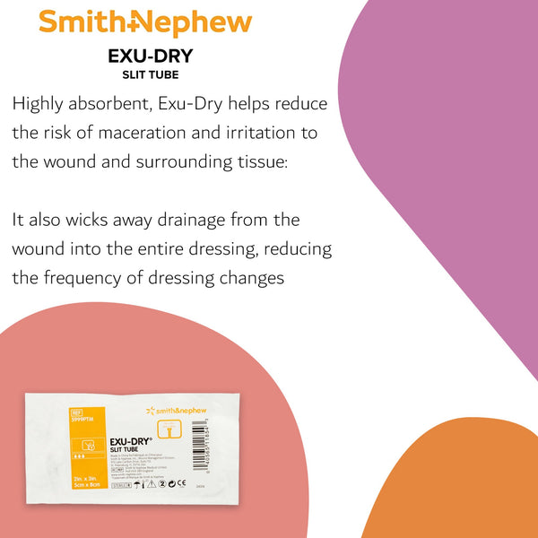EXU-DRY Anti-Shear Super Absorbent Dressing 2 X 3 Inch Slit Tube (474300_CS) 50/CS