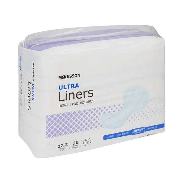 McKesson Ultra Incontinence Liner 27-1/5 Inch Length Heavy Absorbency Polymer Core One Size Fits Most (1187898_BG) 20/BG
