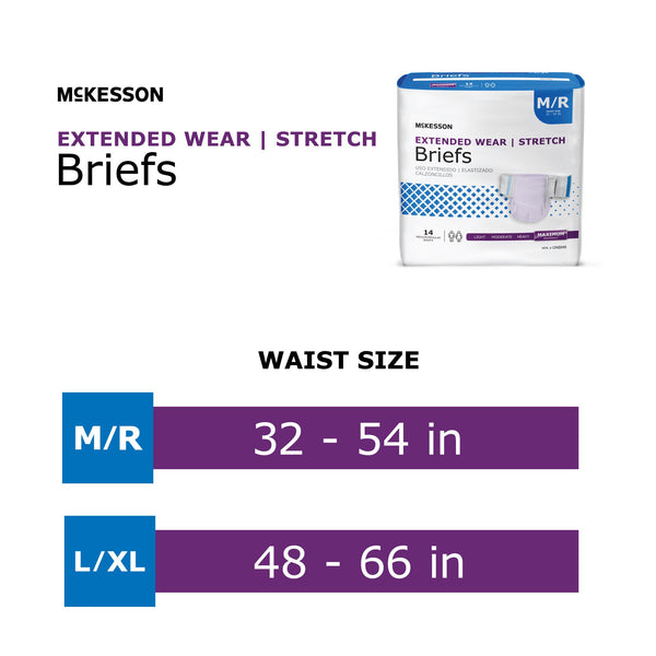 McKesson Extended Wear Unisex Adult Incontinence Brief Large / X-Large Disposable Heavy Absorbency (980311_CS) 56/CS